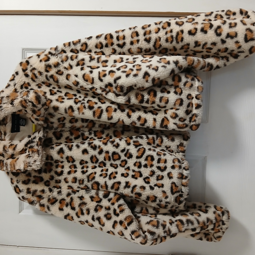 Leopard Print Faux Fur Jacket